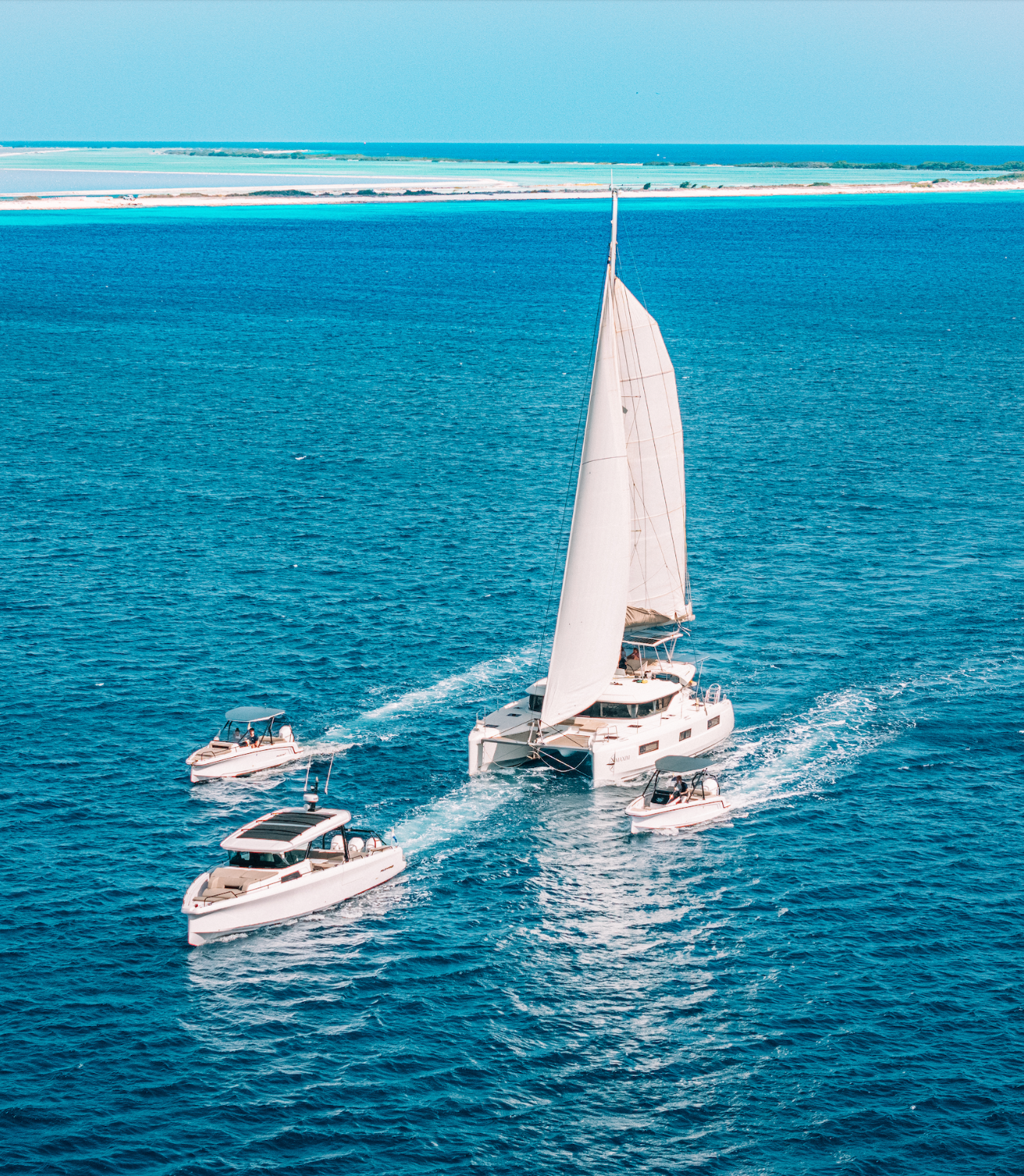 A group of boats in the water