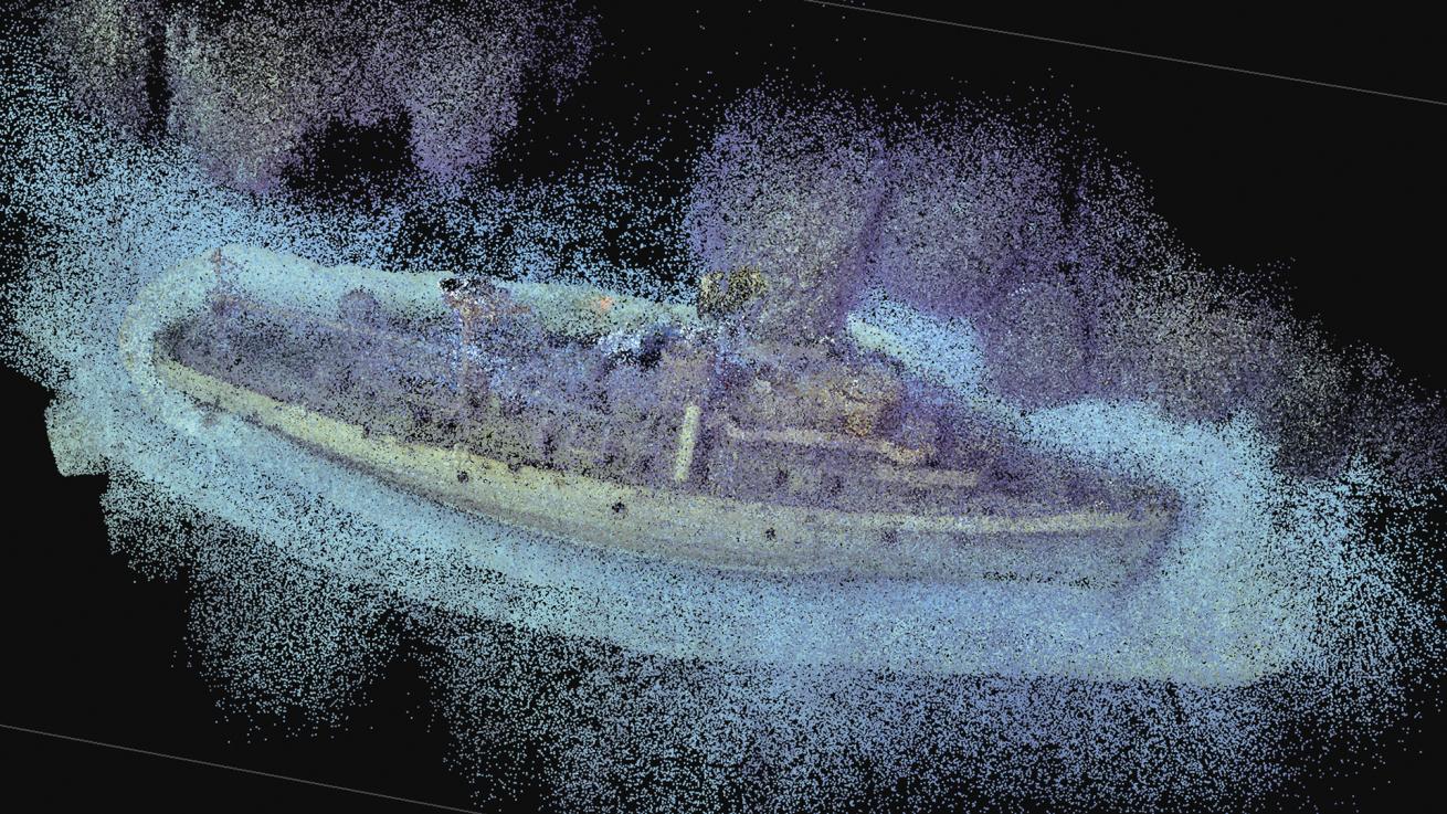 1 This is the first step, where each dot in the point cloud represents a point in space matched by the system between two or more aligned images. The point cloud is generated from thousands of separate images.