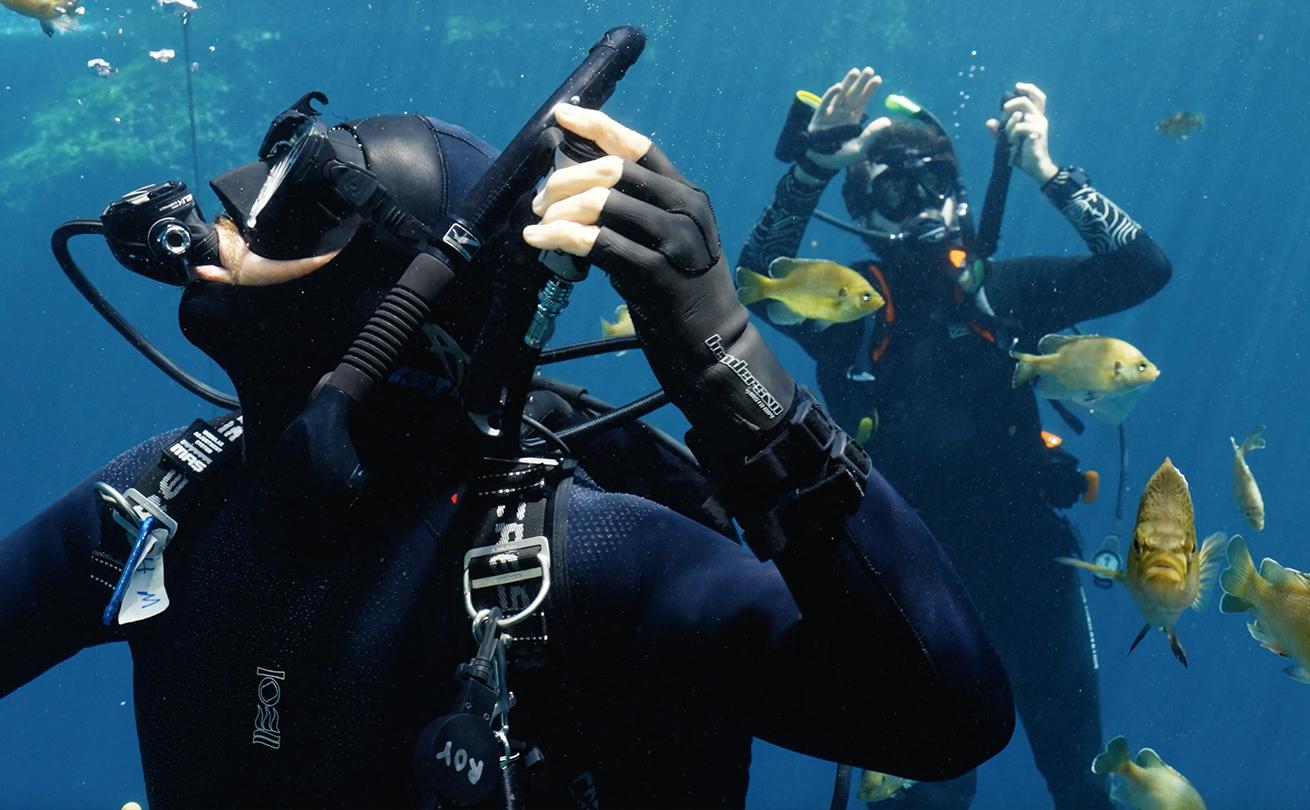 Divers test eight new BCDs at Blue Grotto Dive Resort.