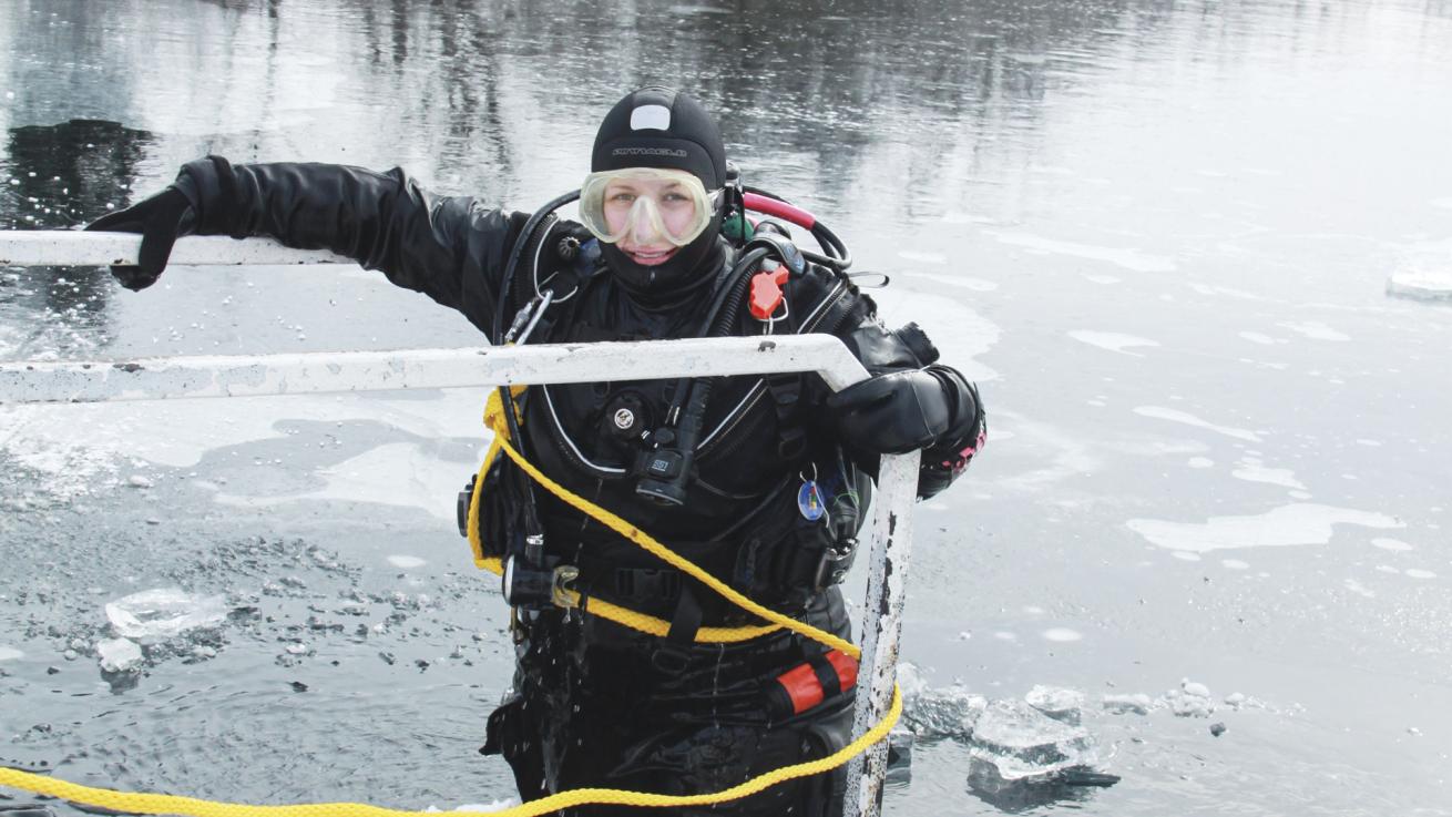 Cold, snowy conditions make for great diving at White Star Quarry 